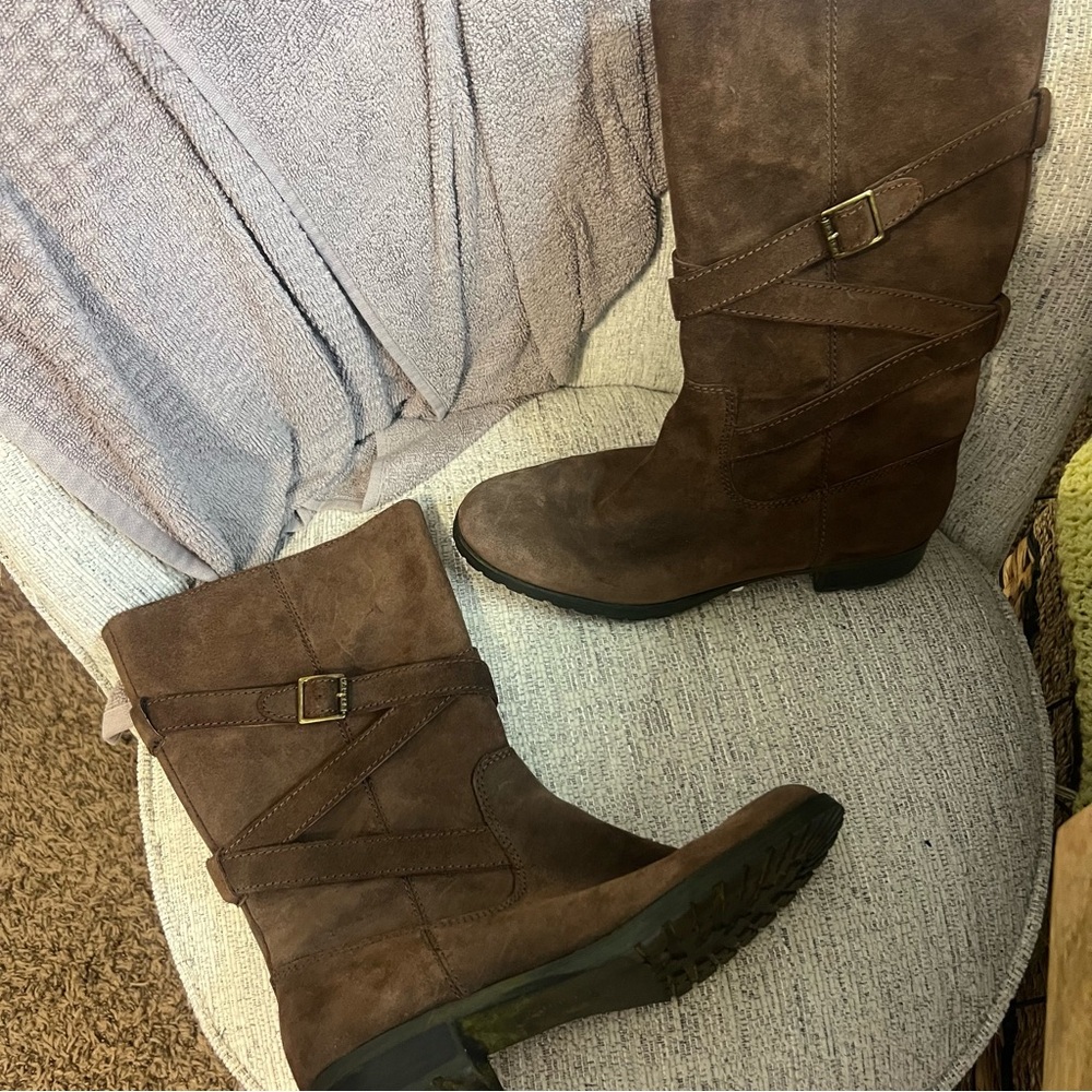 Lauren Ralph Lauren Dark Brown Suede Combat Boots